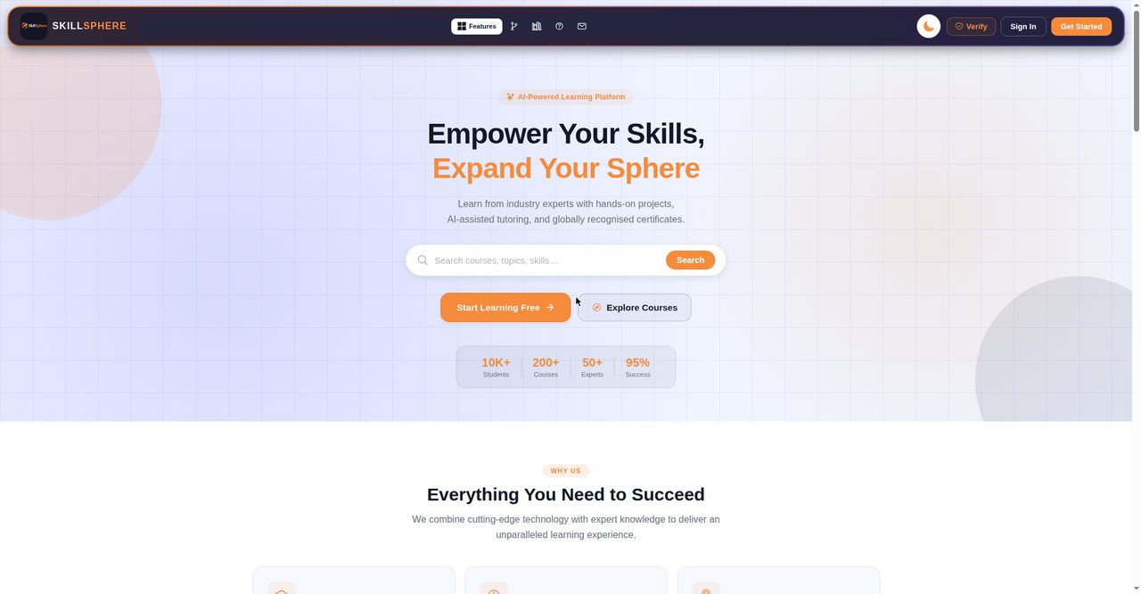 SkillSphere homepage